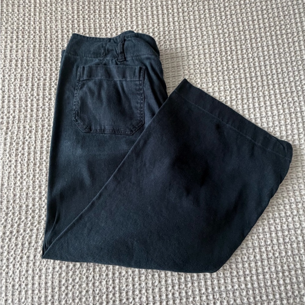 Anthropologie Maeve The Colette Dark Navy Wide-Leg Cropped Trousers